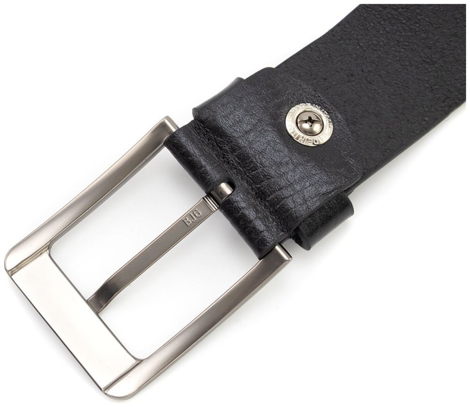 Широкий ремінь чоловічий з італійської фактурної шкіри батал до 140 см Gherardini 45063 (чорний) modnotak фото №3