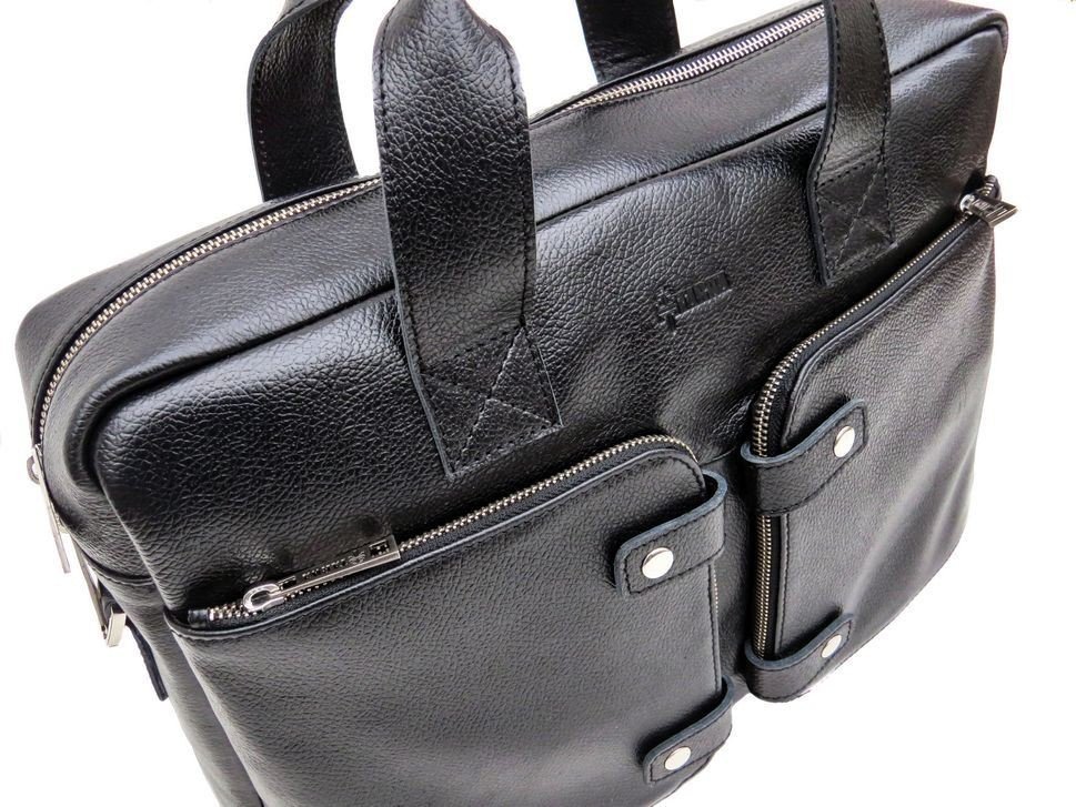 Мужская крупная сумка-портфель из натуральной кожи на молниевой застежке TARWA (19807)