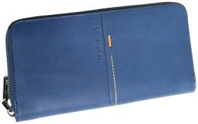 Клатч синього кольору на блискавці Beverly Hills із натуральної шкіри Vip Collection 102513