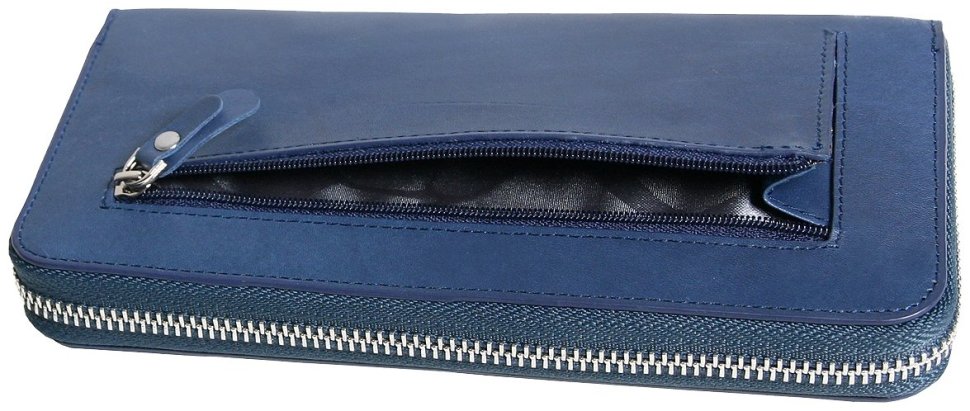Клатч синего цвета на молнии Beverly Hills из натуральной кожи Vip Collection 102513 modnotak фото №7
