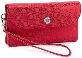 Рожевий гаманець-клатч з натуральної шкіри з принтом KARYA (1121-069)