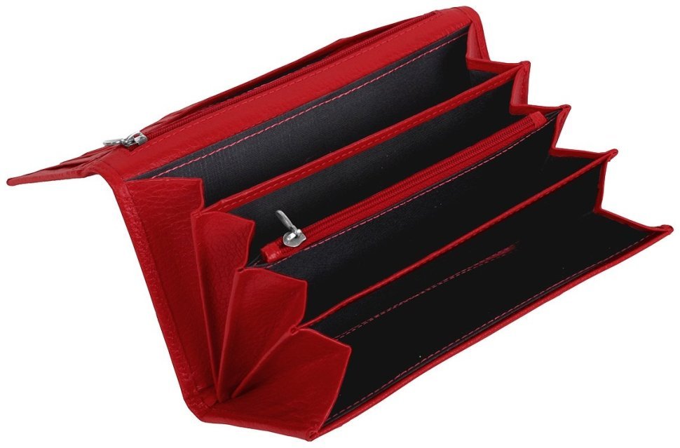 Жіночий великий гаманець з фіксацією на кнопку Vip Collection 102613 (червоний) фото №3 Жіночий великий гаманець з фіксацією на кнопку Vip Collection 102613 (червоний) modnotak фото №3