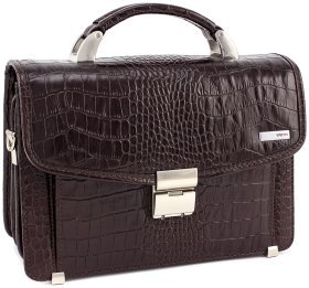 Кожаная мужская барсетка с тиснением под крокодила KARYA (0238-57)