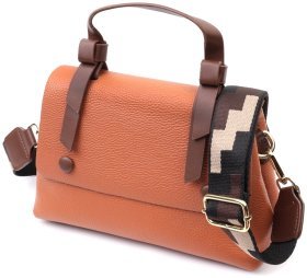 Стильная женская сумка из кожи с короткой ручкой Vintage 22669 Рыжая