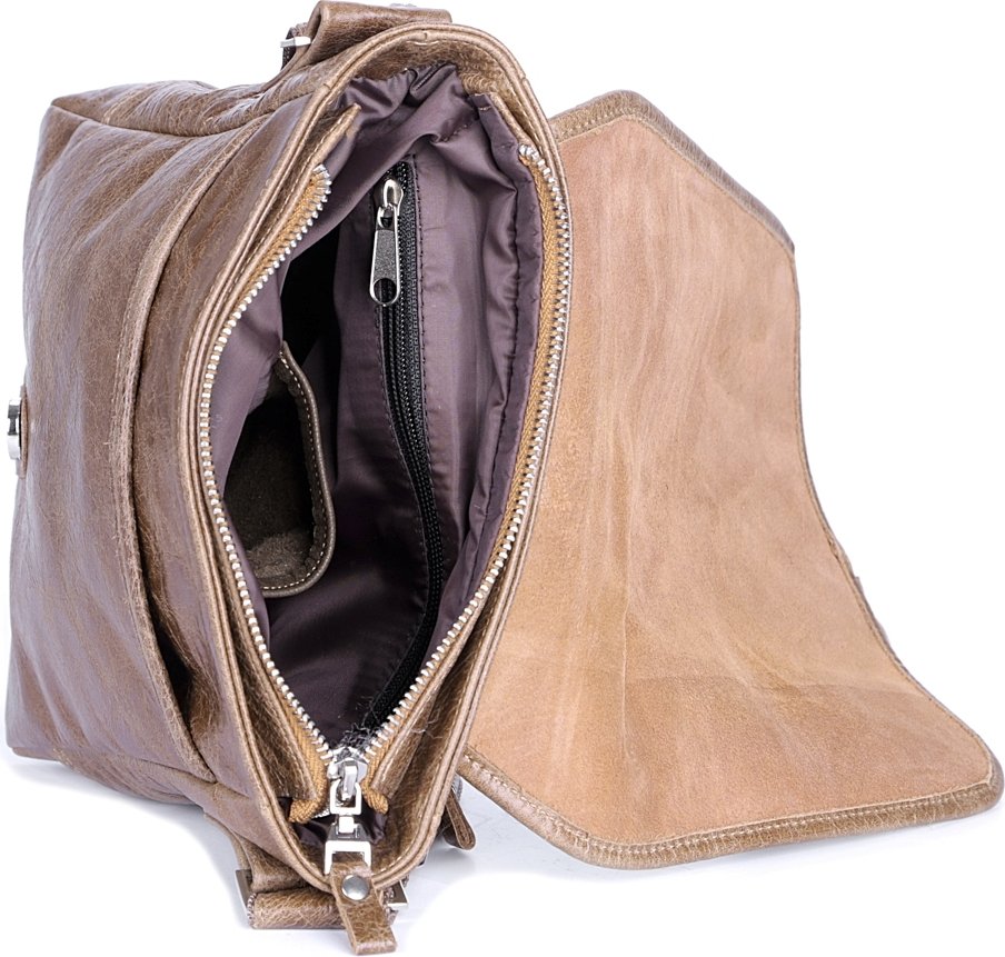 Оригинальная мужская сумка на плечо из коричневой кожи SHVIGEL (00918)