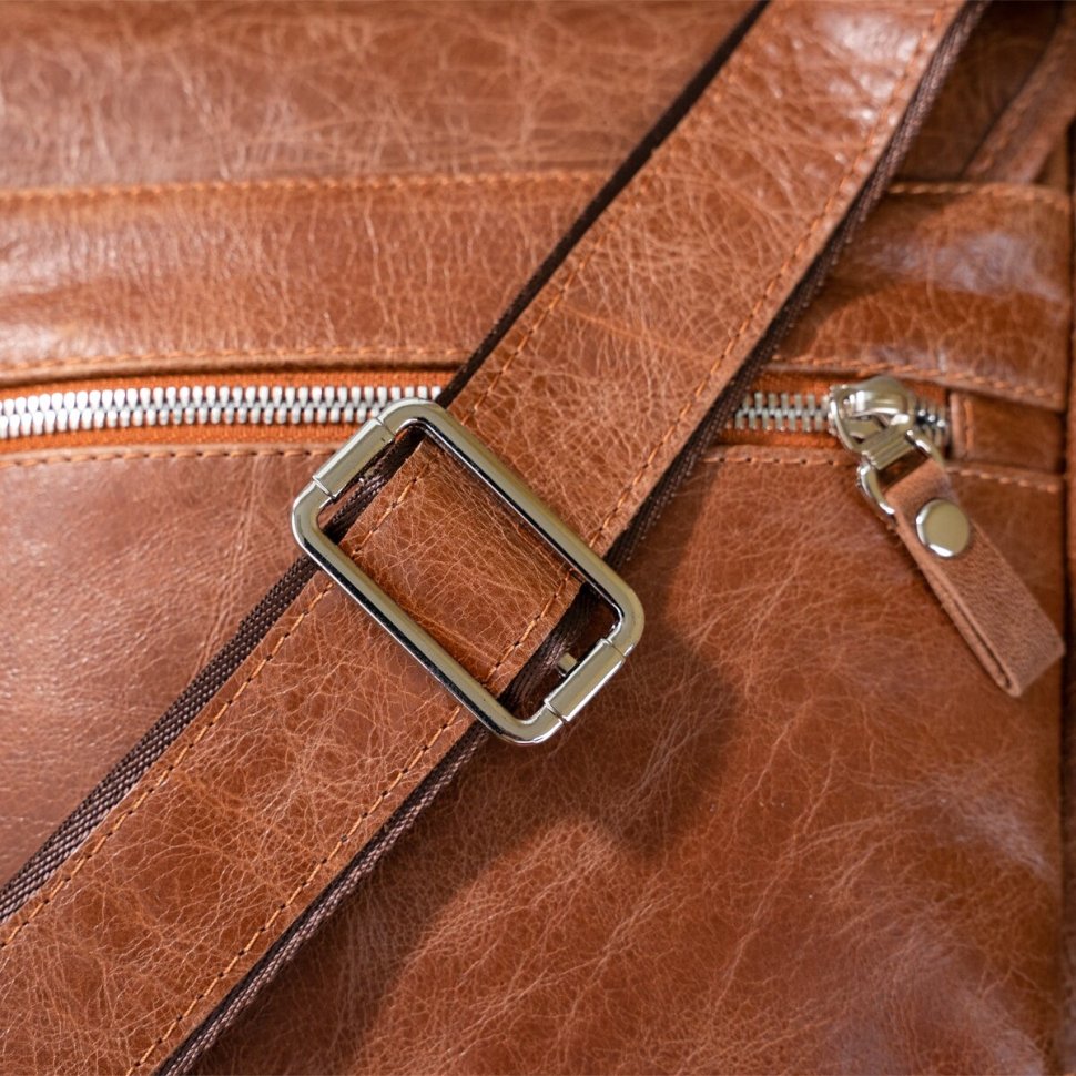 Оригінальна чоловіча сумка на плече з коричневої шкіри SHVIGEL (00918)