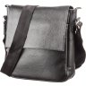 Мужская наплечная сумка из износостойкой натуральной кожи черного цвета SHVIGEL (11081) - 1
