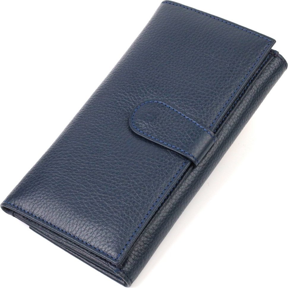 Синій жіночий гаманець великого розміру з натуральної шкіри CANPELLINI (2421849)