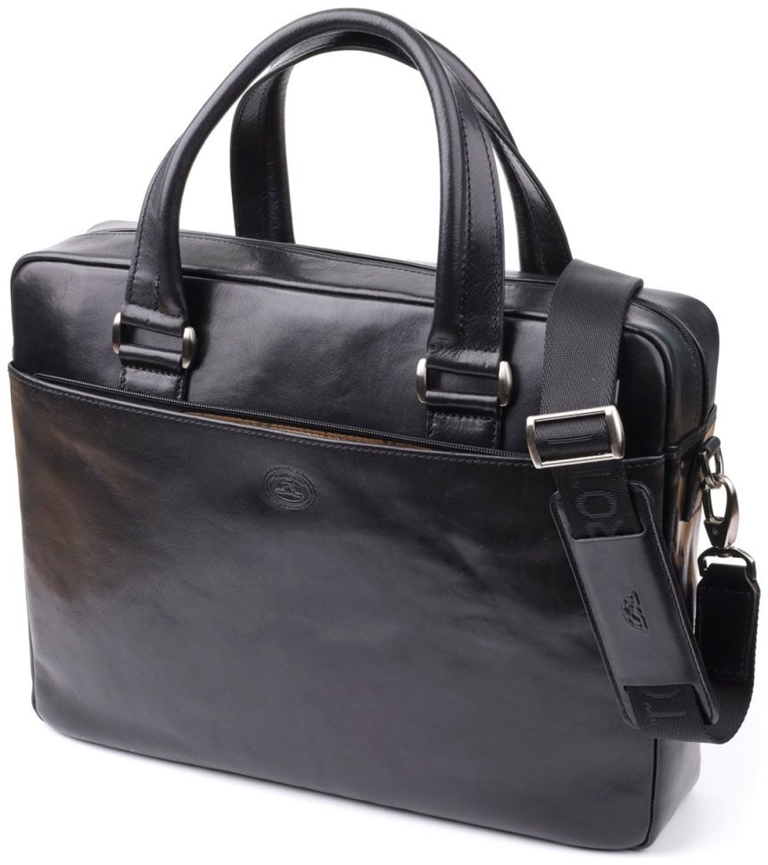 Деловая мужская сумка-портфель с отделением для ноутбука из гладкой натуральной кожи Tony Perotti Италия 103313 modnotak фото №1