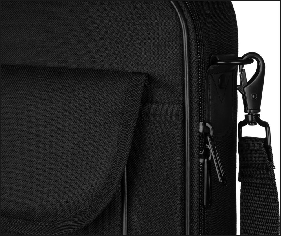 Текстильная деловая сумка через плечо с кармашком для ноутбука до 17" 2Е TopLoad Classic черного цвета 103513 modnotak фото №7