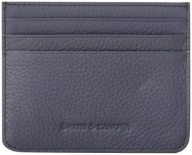 Картхолдер из натуральной фактурной кожи серого цвета Smith &amp; Canova 93913