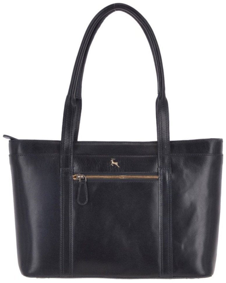 Сумка женская из натуральной кожи с длинными ручками Ashwood 94013 темно-синяя modnotak фото №1