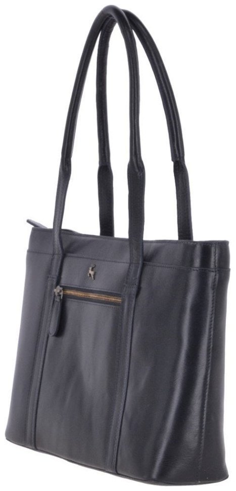 Сумка женская из натуральной кожи с длинными ручками Ashwood 94013 темно-синяя modnotak фото №2