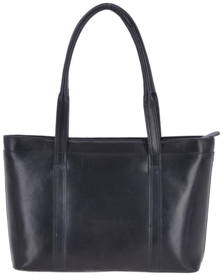 Сумка женская из натуральной кожи с длинными ручками Ashwood 94013 темно-синяя modnotak фото №3