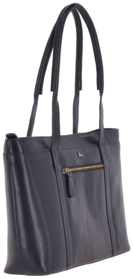 Сумка женская из натуральной кожи с длинными ручками Ashwood 94013 темно-синяя modnotak фото №4