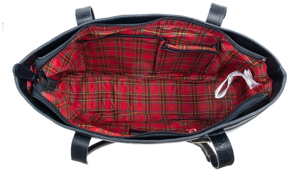 Сумка женская из натуральной кожи с длинными ручками Ashwood 94013 темно-синяя modnotak фото №5