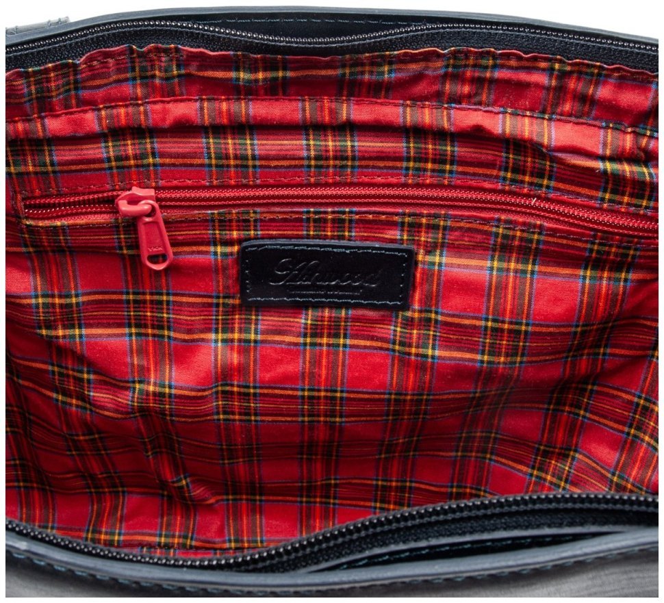 Сумка женская из натуральной кожи с длинными ручками Ashwood 94013 темно-синяя modnotak фото №6