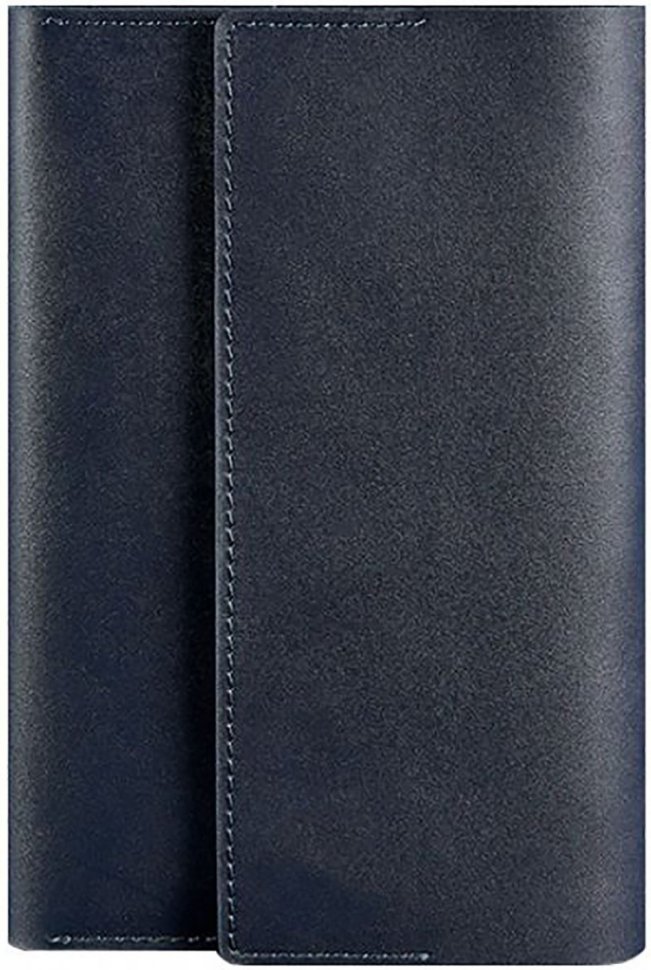 Кожаный блокнот (Софт-бук) темно-синего цвета с ручкой в комплекте BlankNote (21978)