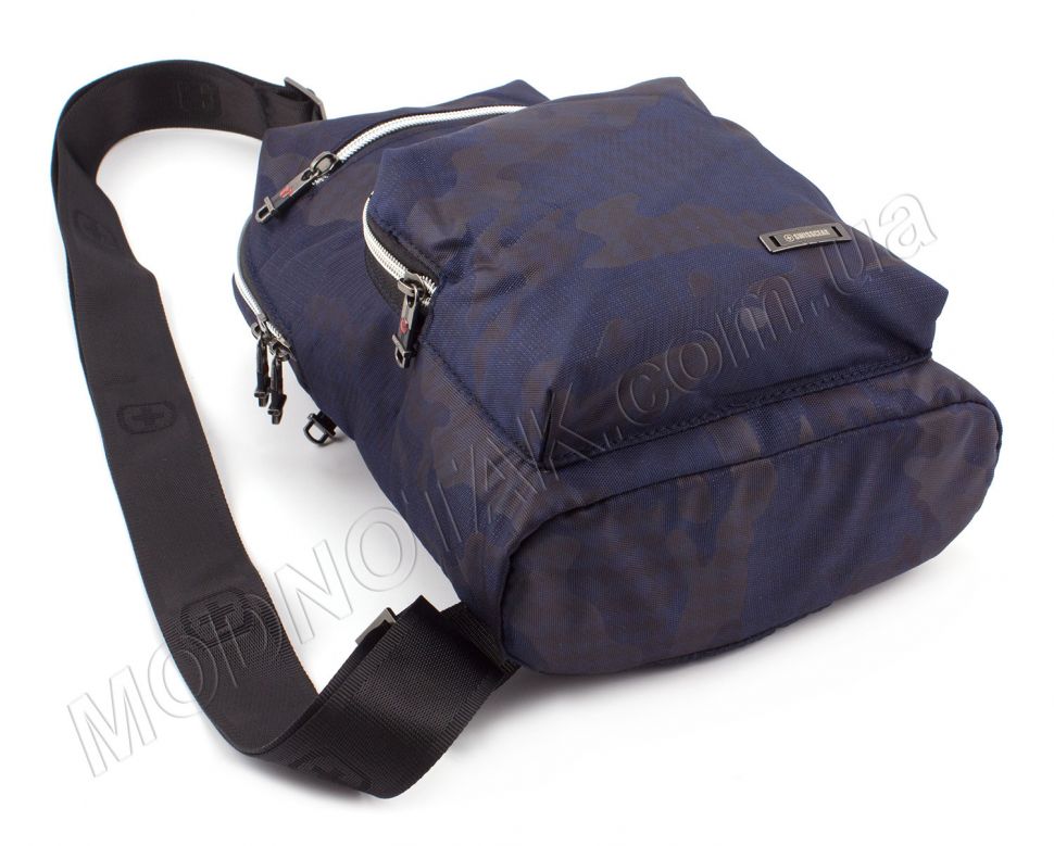 Текстильная мужская сумка через плечо синего цвета SWISSGEAR (1847)