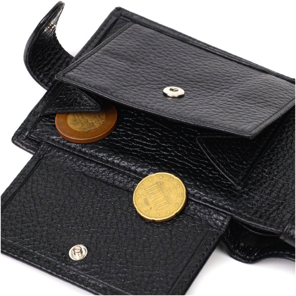 Компактне чоловіче портмоне з натуральної шкіри з хлястиком на кнопці BOND (2421996)