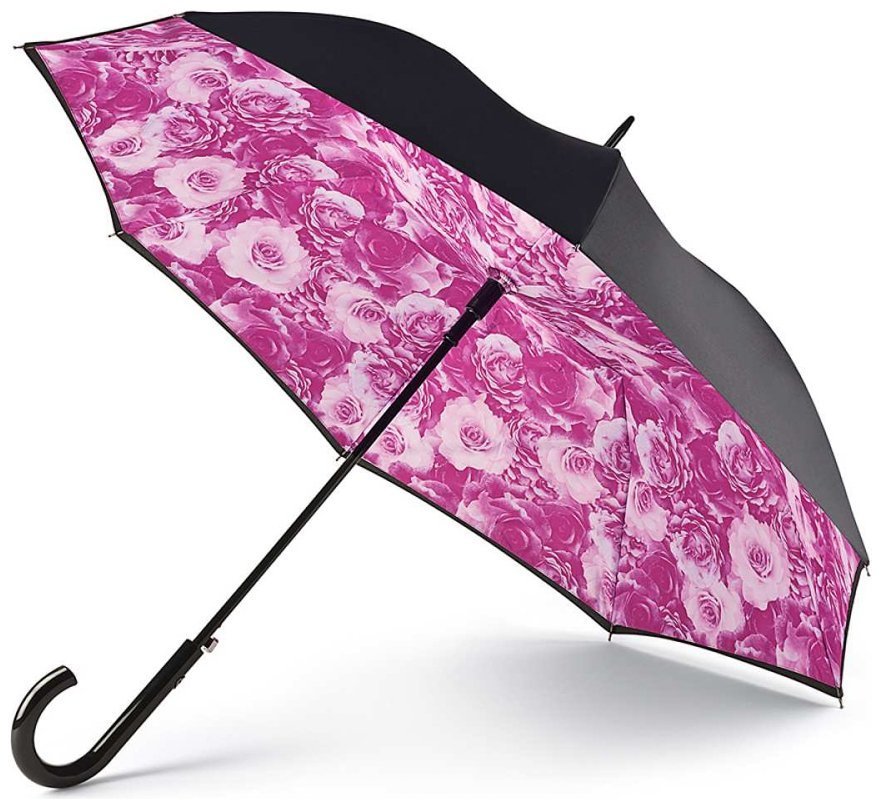 Зонт женский Fulton L754-041017 Bloomsbury-2 Neon Floral (Форма купола круглая, однотонный черный снаружи с принтом неоновых цветов внутри) 94213 modnotak фото №1