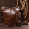 Стильная кожаная сумка коричневого цвета в винтажном стиле Vintage (20014) - 9