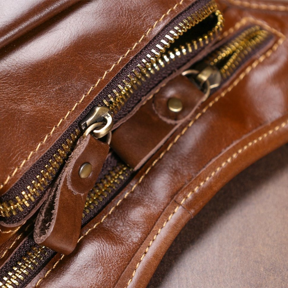 Стильная кожаная сумка коричневого цвета в винтажном стиле Vintage (20014)