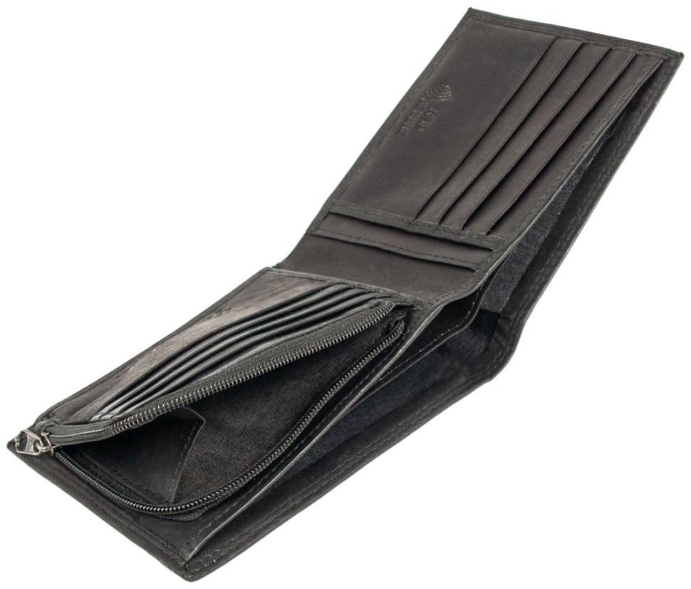 Мужское портмоне из гладкой кожи без застежки с монетницей Ridgeback JBNC39MN 94313 черного цвета modnotak фото №4