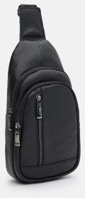 Вместительная сумка слинг из кожи флотар для мужчин Borsa Leather 104513 черного цвета