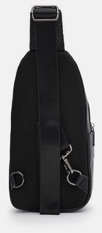 Вместительная сумка слинг из кожи флотар для мужчин Borsa Leather 104513 черного цвета modnotak фото №3