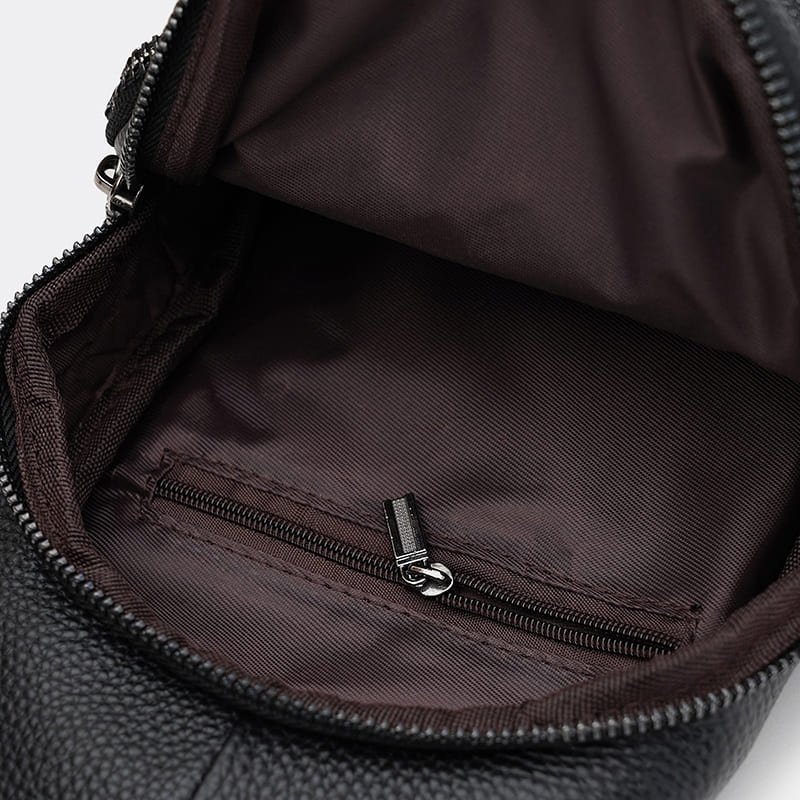 Вместительная сумка слинг из кожи флотар для мужчин Borsa Leather 104513 черного цвета modnotak фото №5