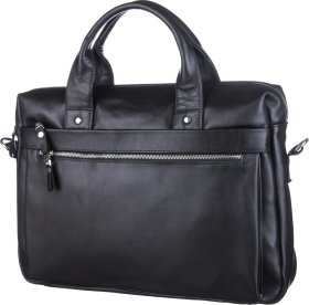 Чорна сумка для ноутбука з високоякісної шкіри з ручками SHVIGEL (11036)