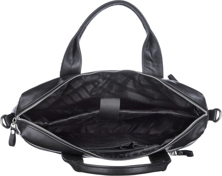 Черная сумка для ноутбука из высококачественной кожи с ручками SHVIGEL (11036)