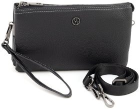 Мужской кожаный клатч черного цвета H.T Leather 94513