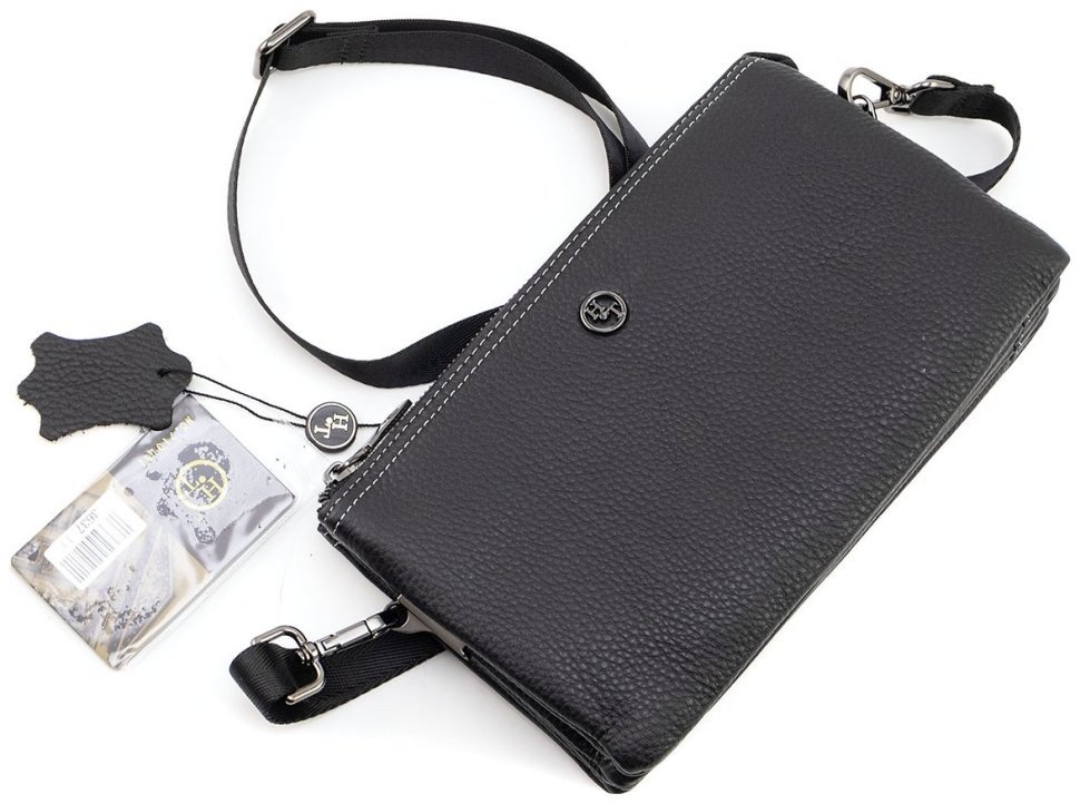 Мужской кожаный клатч черного цвета H.T Leather 94513 modnotak фото №7