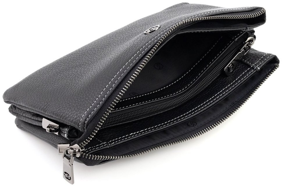 Мужской кожаный клатч черного цвета H.T Leather 94513 modnotak фото №12