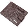 Класичний коричневий чоловічий гаманець із натуральної шкіри з тисненням під крокодила KARYA (2421199) - 1
