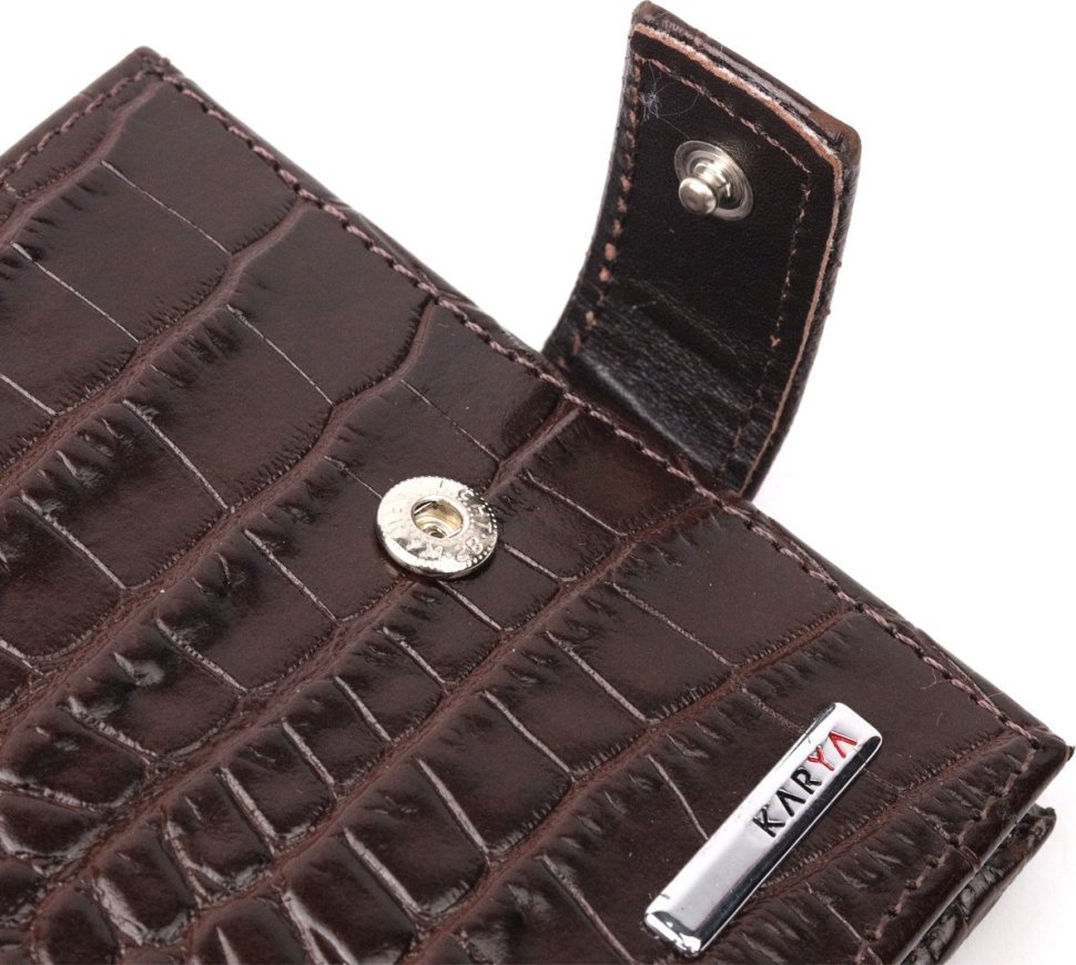 Классический коричневый мужской кошелек из натуральной кожи с тиснением под крокодила KARYA (2421199)