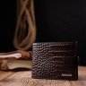 Класичний коричневий чоловічий гаманець із натуральної шкіри з тисненням під крокодила KARYA (2421199) - 7