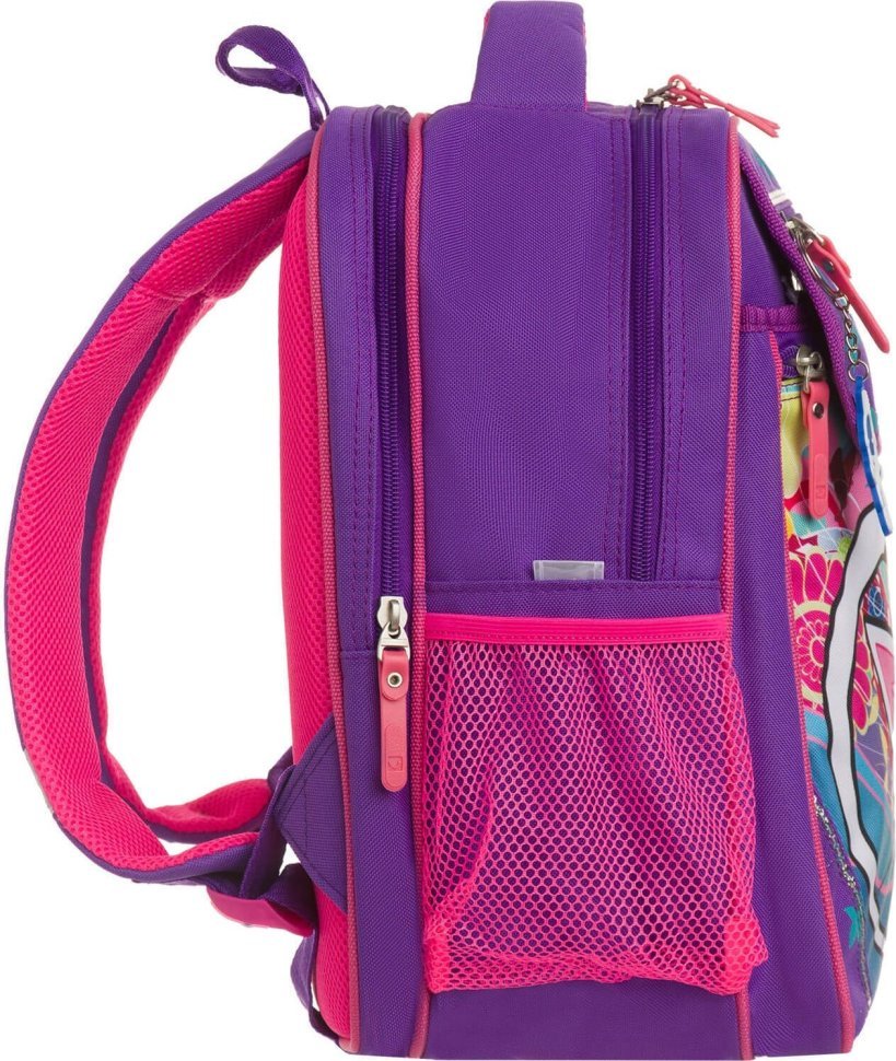 Шкільний текстильний рюкзак фіолетового кольору з принтом котика Bagland (55713)