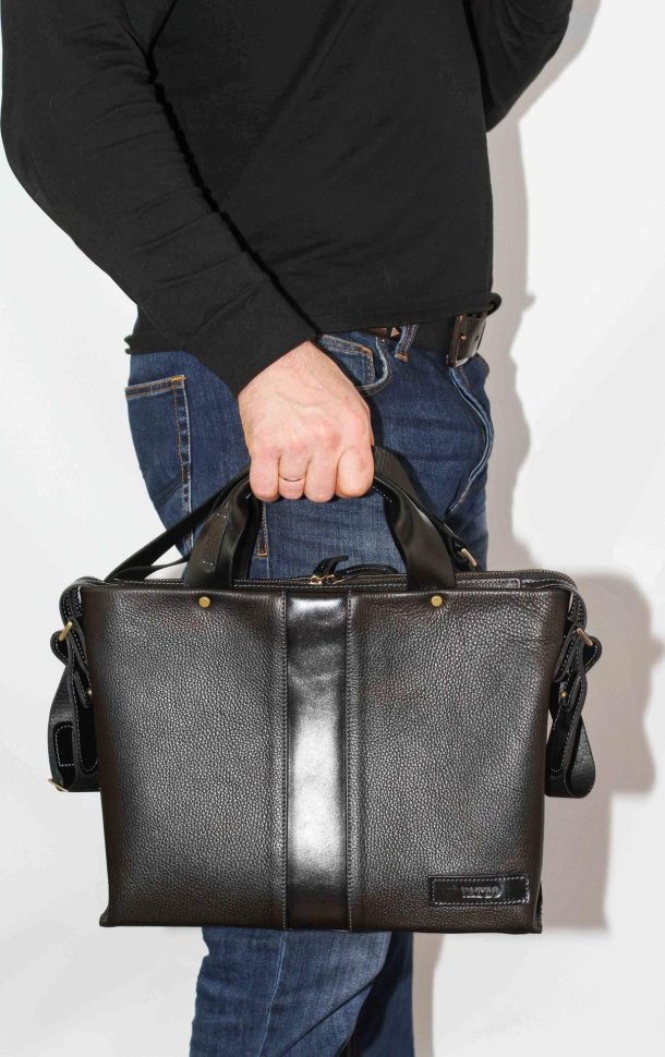 Чорна чоловіча сумка месенджер з ручками і плечовим ременем VATTO (11655)