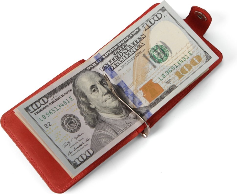 Красный женский зажим для купюр из матовой кожи SHVIGEL (2413788) modnotak фото №8