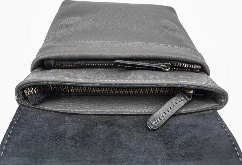 Компактна чоловіча сумка через плече сірого кольору VATTO (11755)