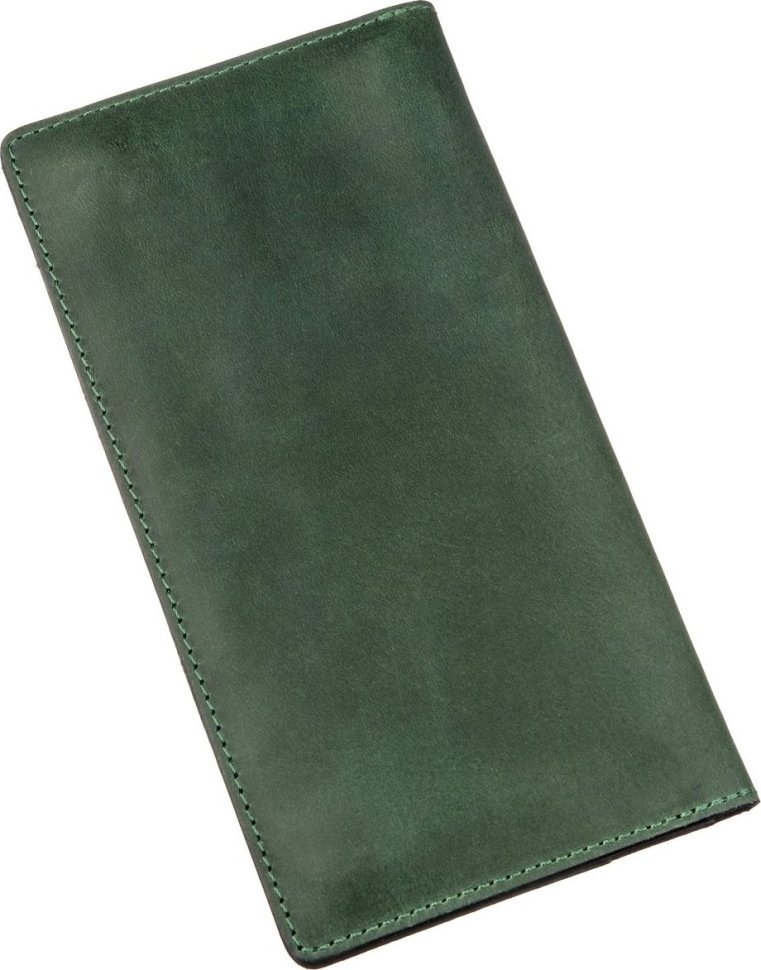 Зеленый вертикальный купюрник из натуральной кожи на кнопках SHVIGEL (2416197)