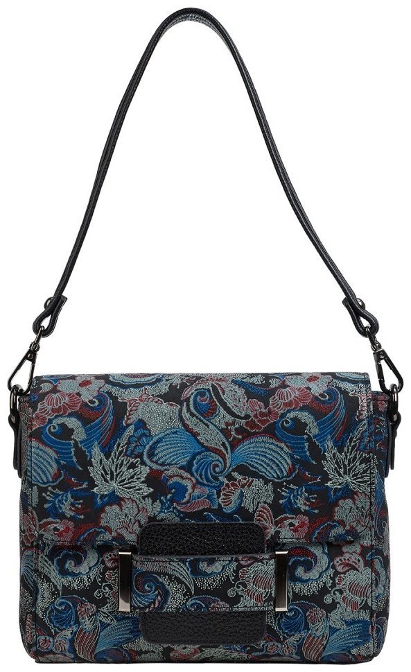 Каркасная женская сумка из кожи с клапаном на магните и принтом цветов Desisan 107213 разноцветная modnotak фото №1