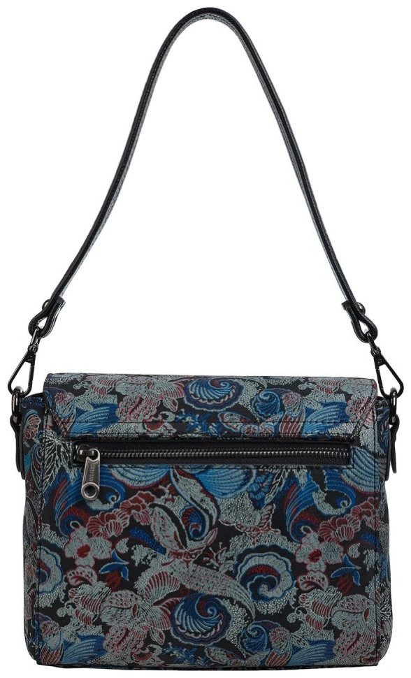 Каркасная женская сумка из кожи с клапаном на магните и принтом цветов Desisan 107213 разноцветная modnotak фото №3
