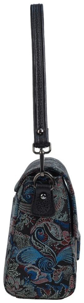 Каркасная женская сумка из кожи с клапаном на магните и принтом цветов Desisan 107213 разноцветная modnotak фото №4