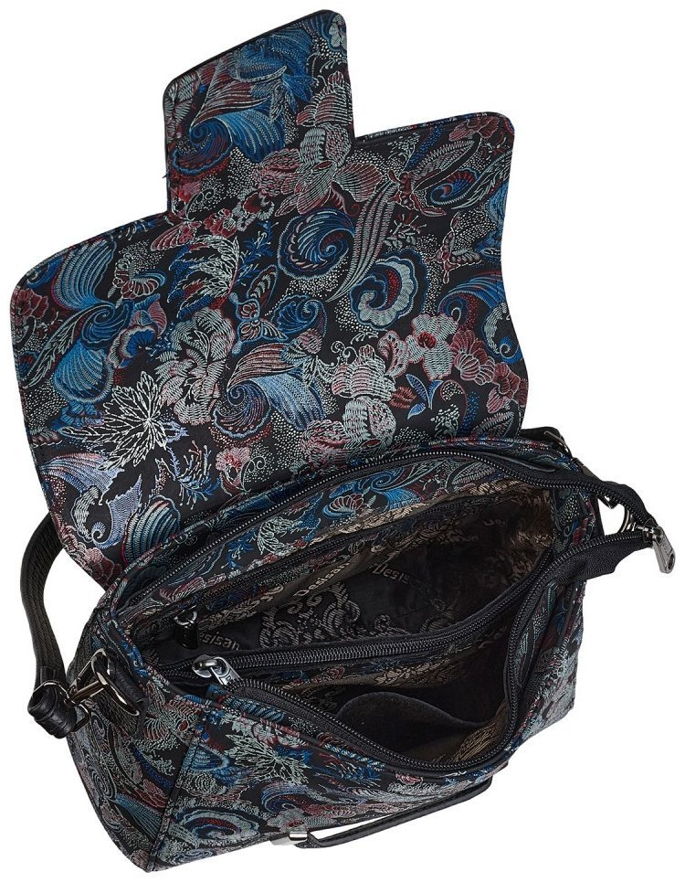 Каркасная женская сумка из кожи с клапаном на магните и принтом цветов Desisan 107213 разноцветная modnotak фото №6