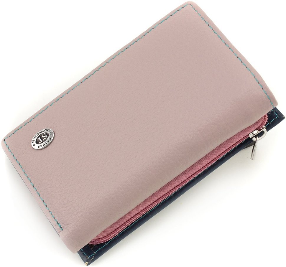 Різнобарвний жіночий гаманець компактного розміру з натуральної шкіри на на магніті ST Leather 1767213