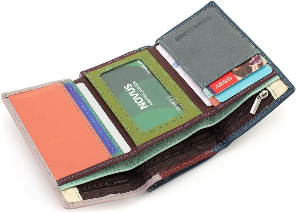 Разноцветный женский кошелек компактного размера из натуральной кожи на магните ST Leather 1767213